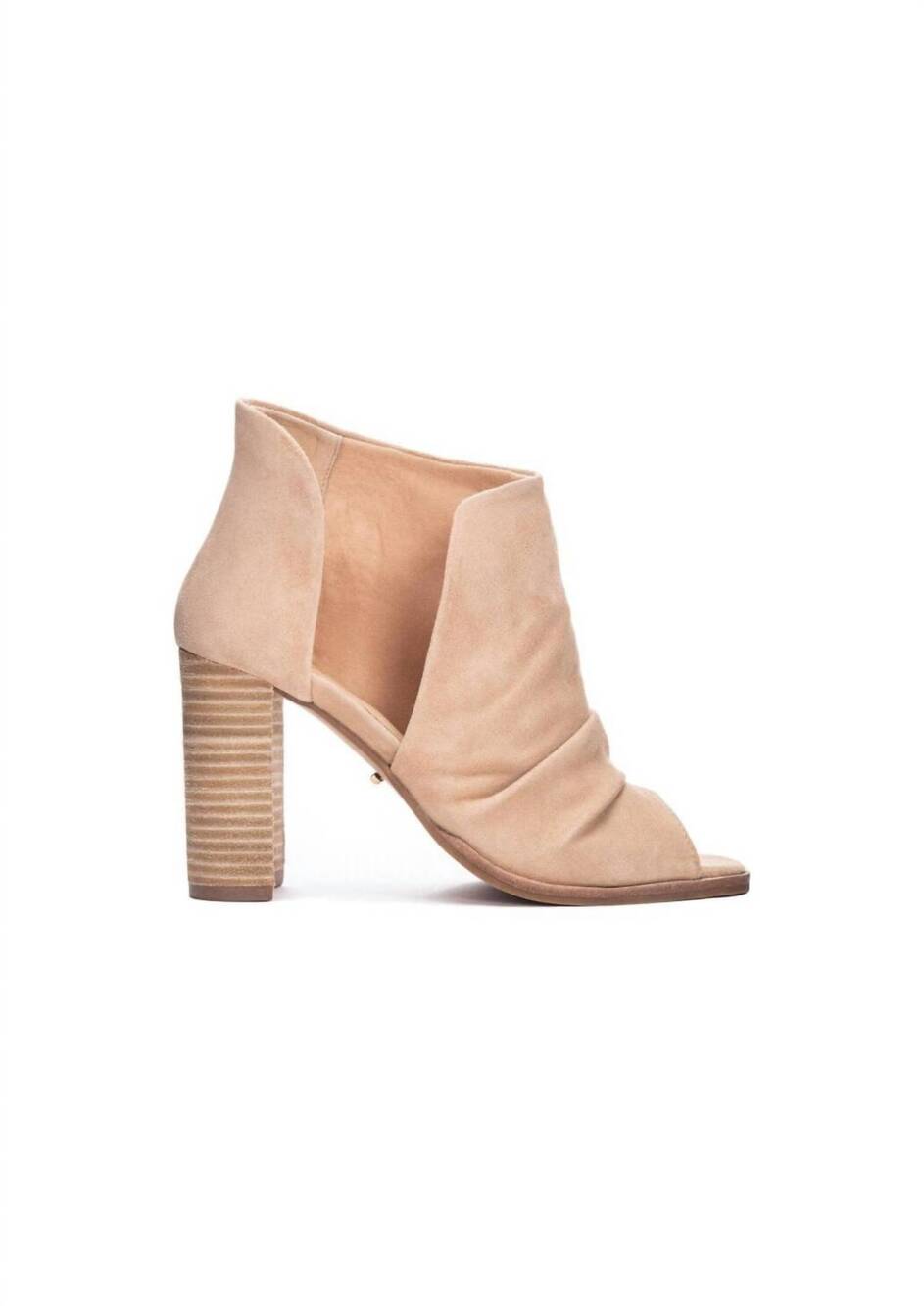 NEW 42 GOLD women's slip on open toe heel in natural